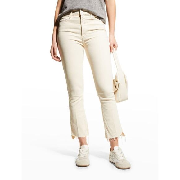 Mother The Insider Crop Step Fray Size 26 Chalk Cream Jeans Lightweight Neutral - Picture 4 of 16